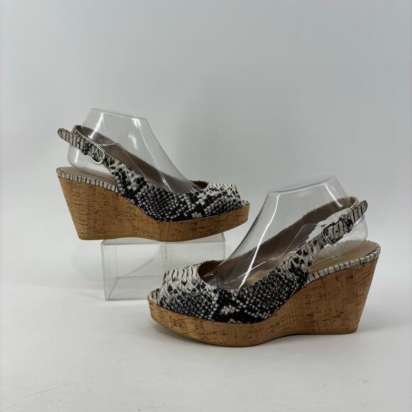 Stuart Weitzman Jean Snake Wedge Womens Size 10 Slingback Sandal Glam - Picture 5 of 13